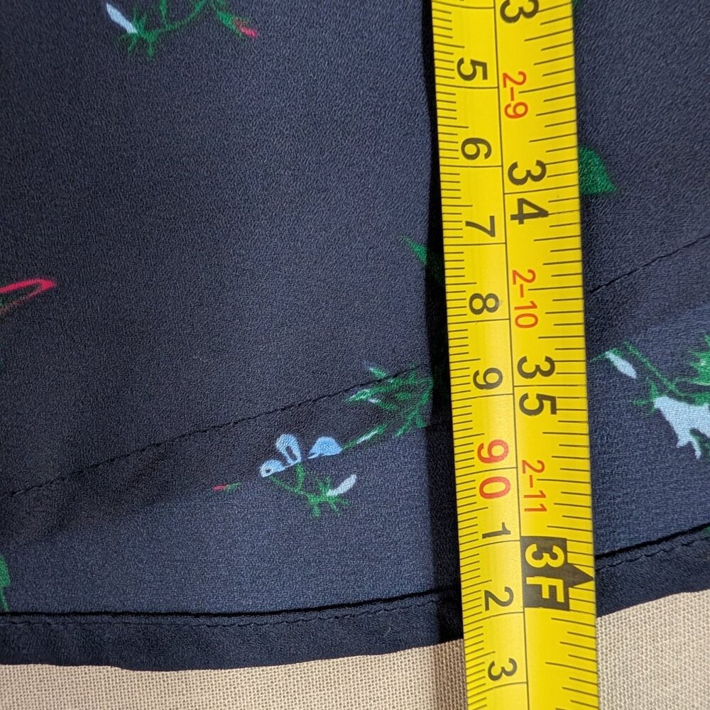⭐Banana Republic Blue Botanical Chiffon Shirt Dress Tie Belt Jabot Ruffle Size 6 - Picture 7 of 10